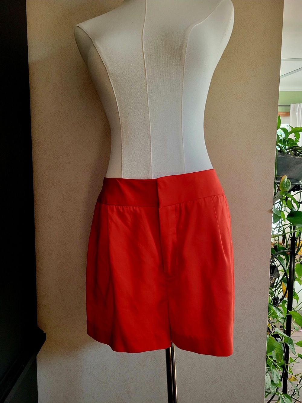 bebe Bright Red High-Rise Tailored Shorts